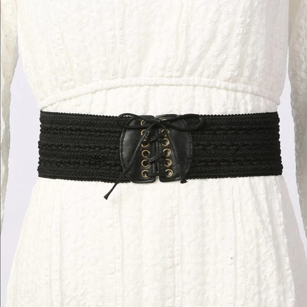 New Corset Style Elastic Black Belt